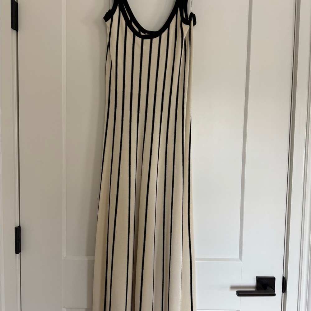 Zimmermann Sleeveless Cream and Black Striped Maxi Dress AU 1/US 4/6